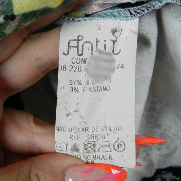 Antix Brazil Floral Strapless Dress Size M Black Green Pink Yellow Fit and Flare - Picture 6 of 12